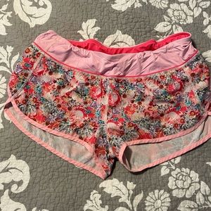 lululemon athletica Floral Pink Athletic Shorts
